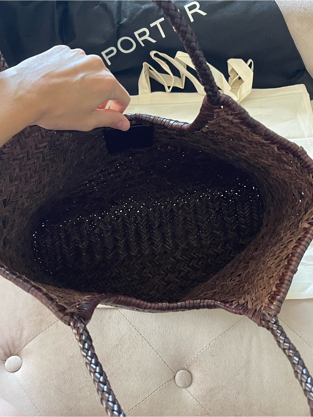 Dragon Diffusion Woven Chocolate Brown Tote - Picture 5 of 7